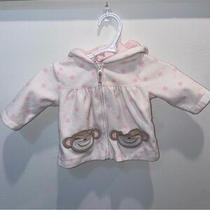 5/$15 Carter's Pink Polka Dot Fleece Baby Hoodie
